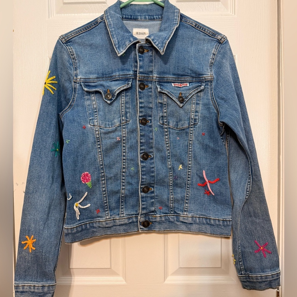 Hudson Women’s Embroidered Denim Jacket – Medium